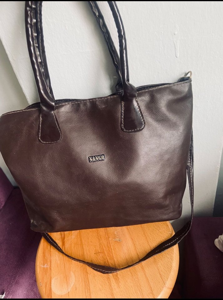 Kahverengi Deri Kadın Çanta mango - Görsel 2