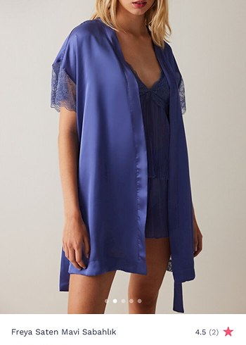 Freya Mavi Saten Sabahlık S/M - Görsel 2