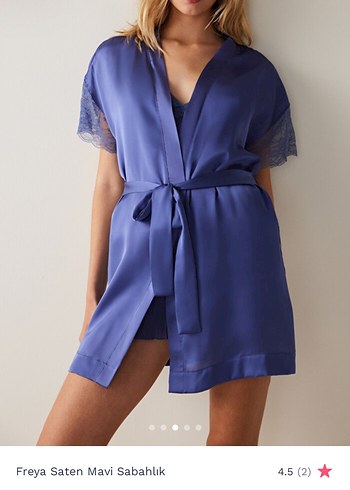 Freya Mavi Saten Sabahlık S/M - Görsel 3
