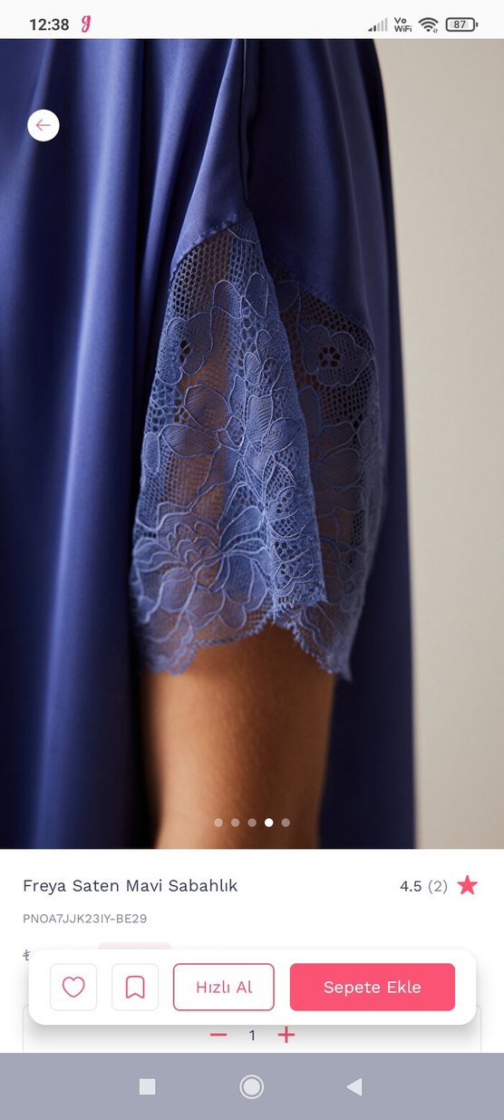Freya Mavi Saten Sabahlık S/M - Görsel 4