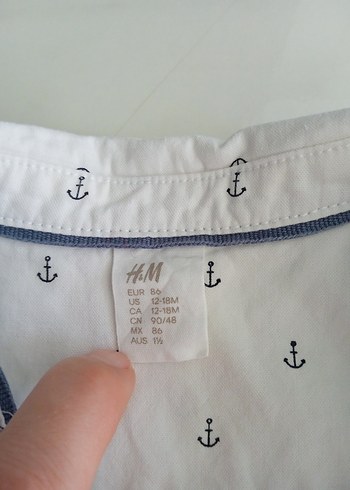 H&M 12-18  Pamuklu Beyaz Gömlek ve Gri Şort Takım - Görsel 5