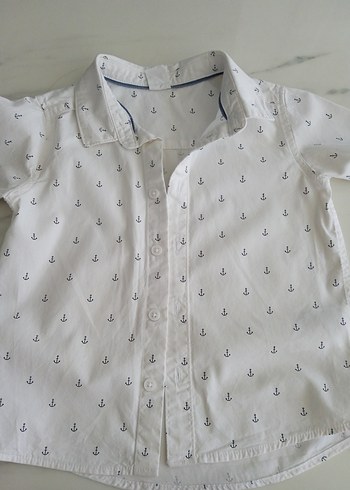 H&M 12-18  Pamuklu Beyaz Gömlek ve Gri Şort Takım - Görsel 6