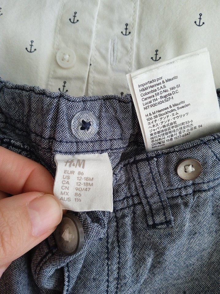 H&M 12-18  Pamuklu Beyaz Gömlek ve Gri Şort Takım - Görsel 3