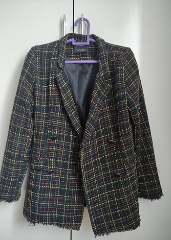 Kadın Ekose Düğmeli Blazer