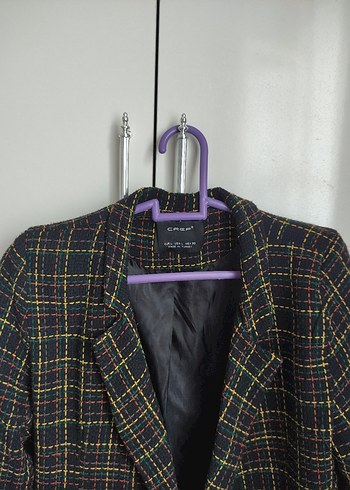l Beden Kadın Ekose Düğmeli Blazer