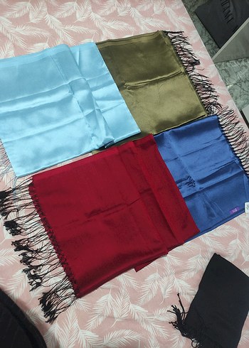 Kadın Çok Renkli İpek Görünümlü Püsküllü Şal - Görsel 5