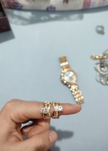 sonsuzluk isaretli Altın- Gümüş Renkli Kadın Yüzük 3 lü - Görsel 4