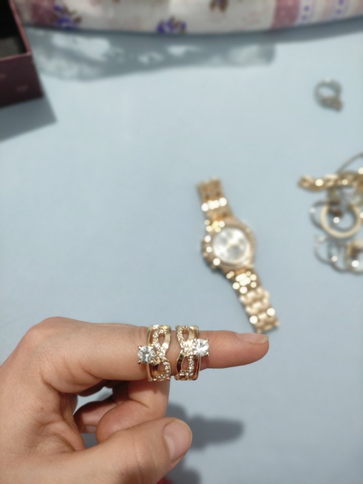 sonsuzluk isaretli Altın- Gümüş Renkli Kadın Yüzük 3 lü - Görsel 4