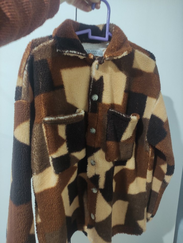 Kahverengi Peluş Gömlek - Görsel 4