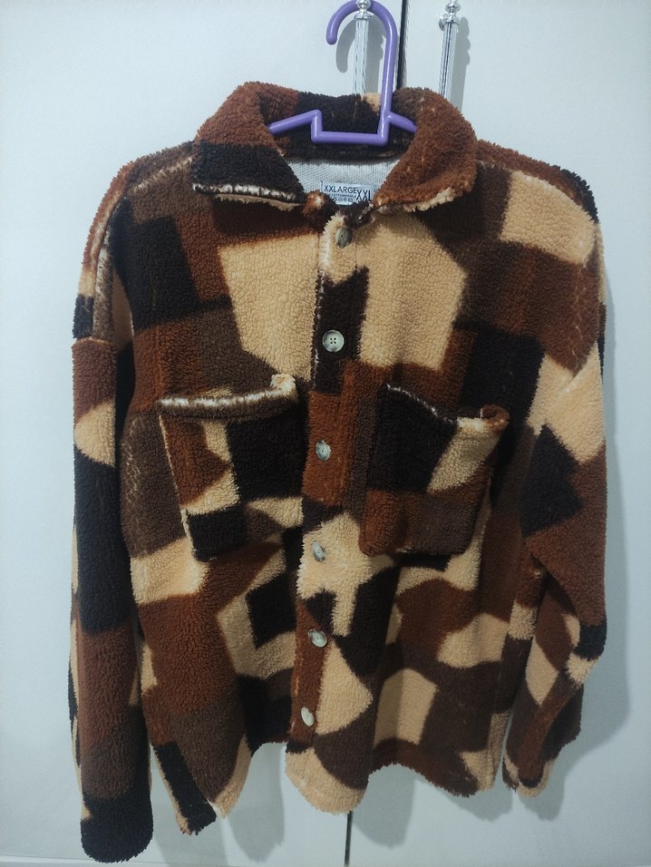 Kahverengi Peluş Gömlek - Görsel 2