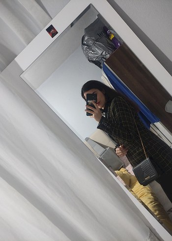 Ekose Desenli Kadın Midi Blazer Ceket - Görsel 5