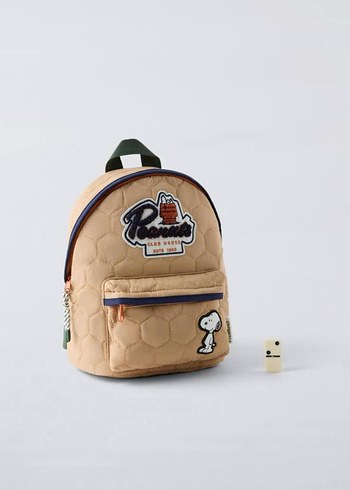 Bej Çocuk Okul Sırt Çantası Snoopy Detaylı