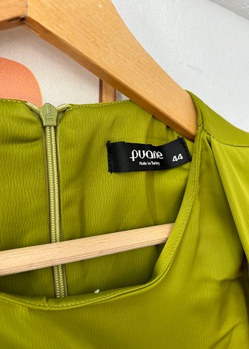 Yeşil İpek Görünümlü puane elbise - Görsel 3