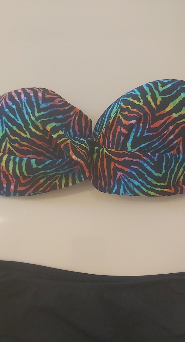 Çok Renkli Bağlama Desenli Strappy Bikini - Görsel 2