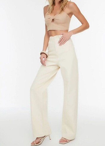 Trendyolmilla Ekru Wide Leg Jean