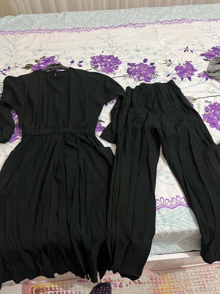 Siyah Uzun Kollu Salaş Elbise - Görsel 2