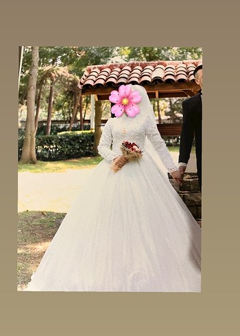 Vintage Beyaz Uzun Kollu A Kesim Gelinlik - Görsel 2