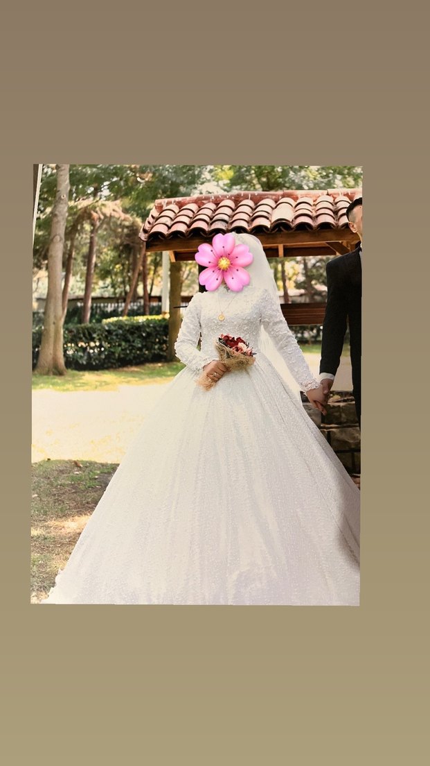 Vintage Beyaz Uzun Kollu A Kesim Gelinlik - Görsel 2