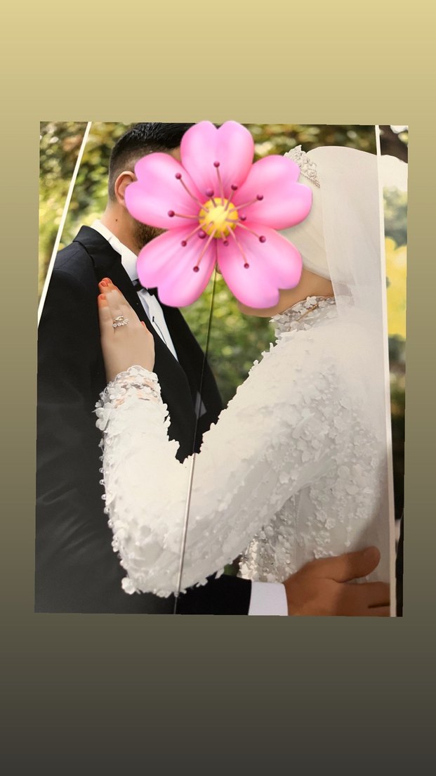 Vintage Beyaz Uzun Kollu A Kesim Gelinlik - Görsel 3