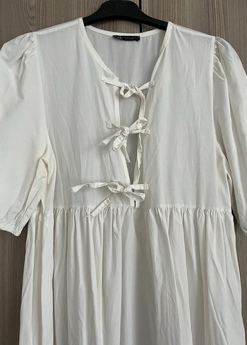 Beyaz Uzun Keten Bohem Elbise - Görsel 2