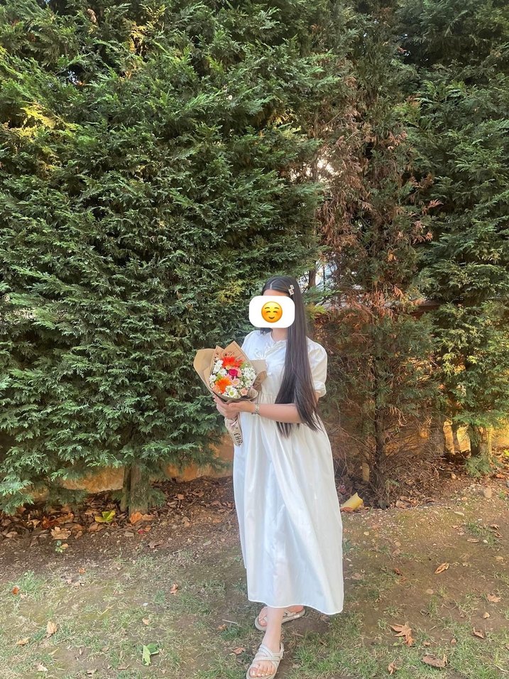 Beyaz Uzun Keten Bohem Elbise - Görsel 4