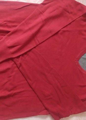 Kırmızı v yaka Erkek Sweatshirt - Görsel 2