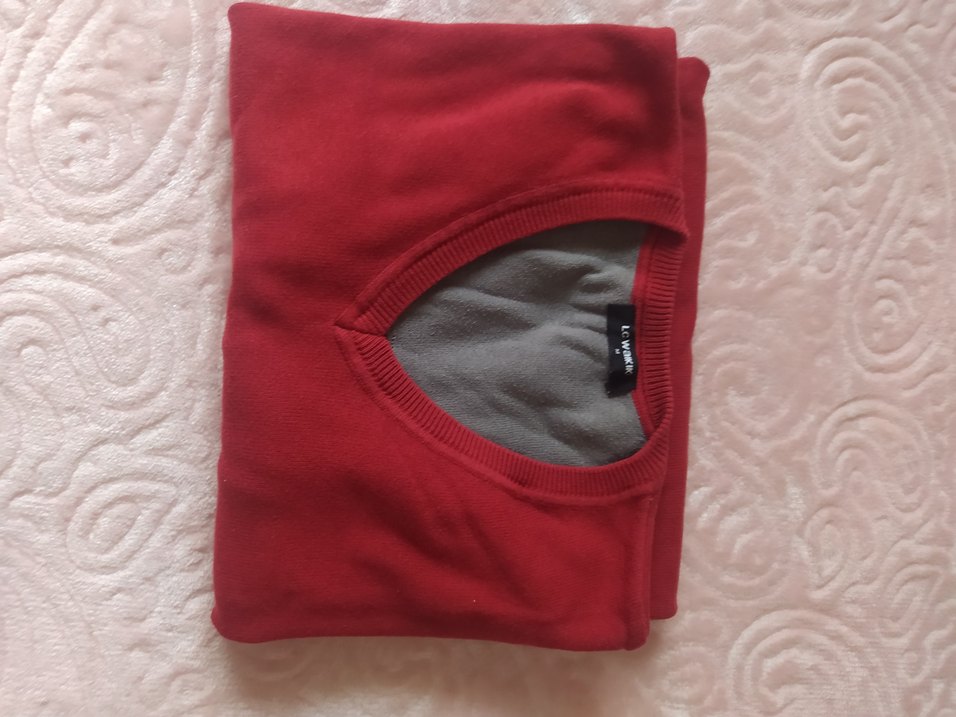 Kırmızı v yaka Erkek Sweatshirt - Görsel 3