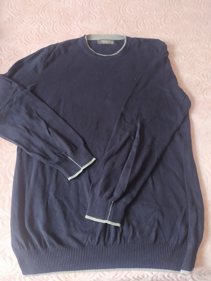 lacivert Erkek Triko Bisiklet Yaka Kazak - Görsel 3