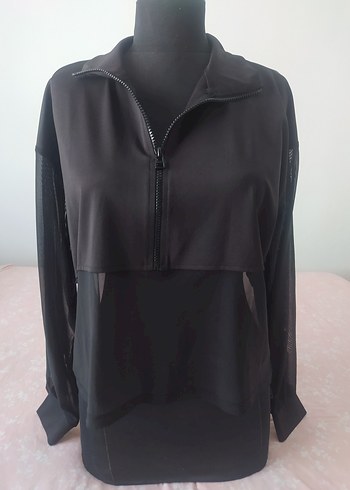 Yarım Fermuarlı Siyah Kadın Sweatshirt - Görsel 2