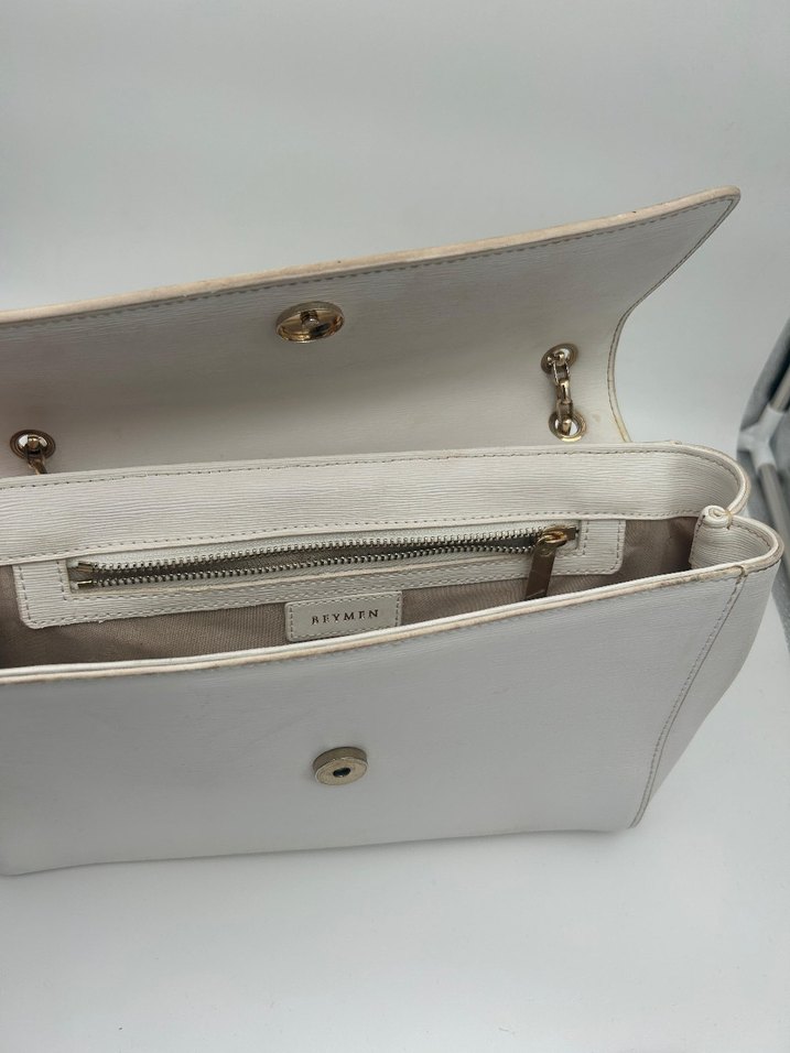 Zincir Detaylı Beyaz Deri Kadın Çanta - Görsel 2