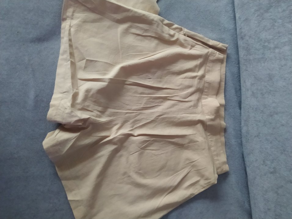 Bej Keten Kısa Bol Kesim Kadın  şortlu takım - Görsel 4