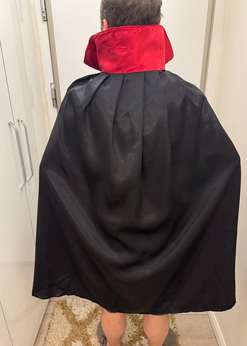 Siyah Kırmızı Kapüşonlu Gotik Pelerin/Kostum - Görsel 4