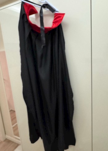 Siyah Kırmızı Kapüşonlu Gotik Pelerin/Kostum - Görsel 5