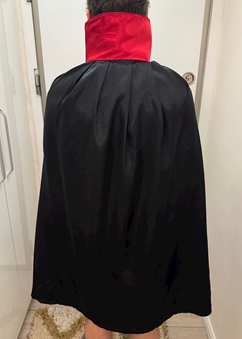 Siyah Kırmızı Kapüşonlu Gotik Pelerin/Kostum - Görsel 2