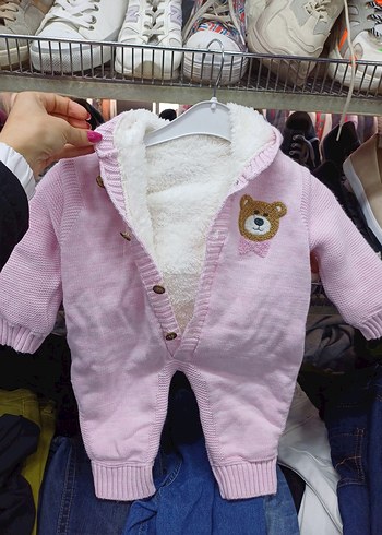 Pembe Triko Kız Bebek Tulumu - Görsel 3