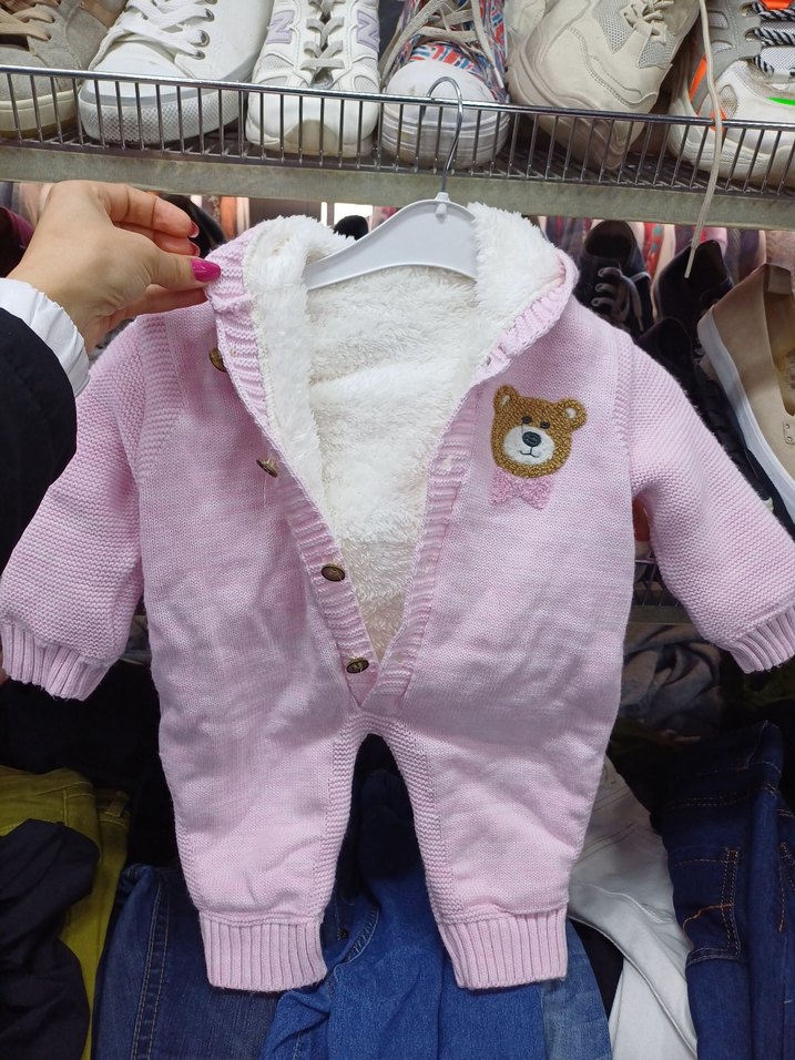 Pembe Triko Kız Bebek Tulumu - Görsel 3