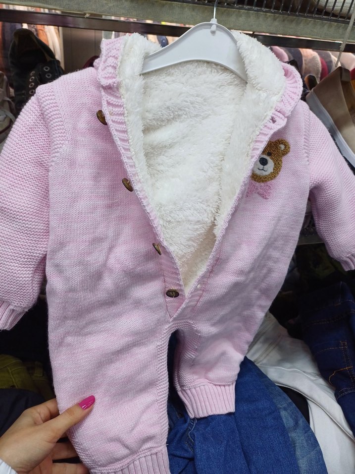 Pembe Triko Kız Bebek Tulumu - Görsel 4