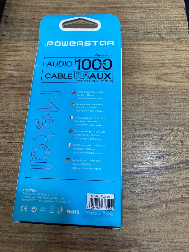 Powerstar Metal 3.5mm AUX Ses Kablosu 100 cm - Görsel 2