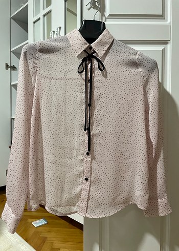 Koton Pudra Pembe Puantiyeli Bagcikli Gomlek