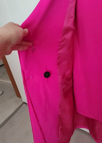 Püsküllü Pembe Uzun Kadın Blazer Ceket - Görsel 5