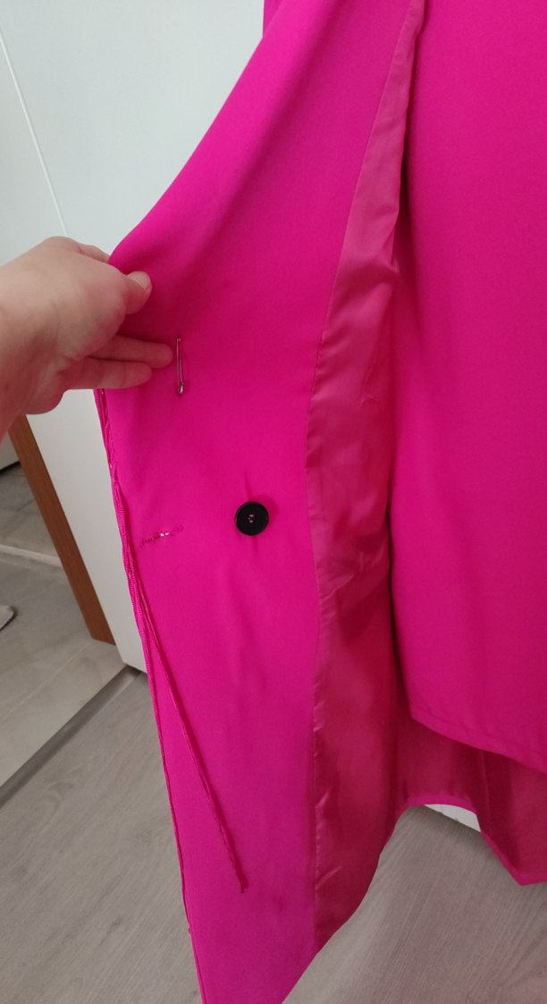 Püsküllü Pembe Uzun Kadın Blazer Ceket - Görsel 5