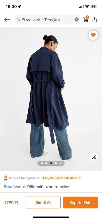 l Beden Stradivarius Lacivert Trençkot