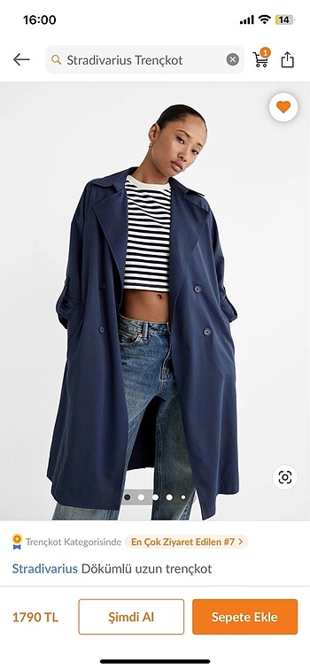 Stradivarius Lacivert Trençkot