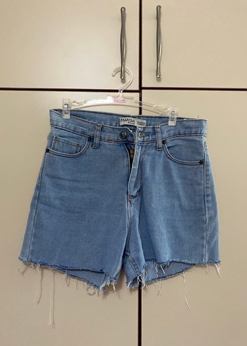 Kadın Mavi Loose Fit Mini Denim Şort