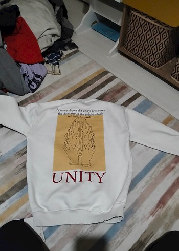 Beyaz Erkek Sweatshirt Uzun Kollu Pamuk - Görsel 2