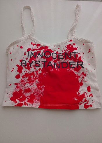 Beyaz Innocent Bystander Gotik Y2K Askılı Crop 40×49 - Görsel 2