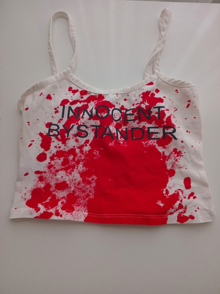 Beyaz Innocent Bystander Gotik Y2K Askılı Crop 40×49 - Görsel 2