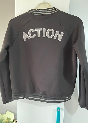 Kadın Siyah Fermuarlı Mini Spor Ceket - Görsel 2