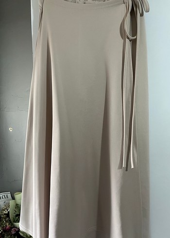 Bej Drapeli Kadın Uzun Etek - Görsel 2