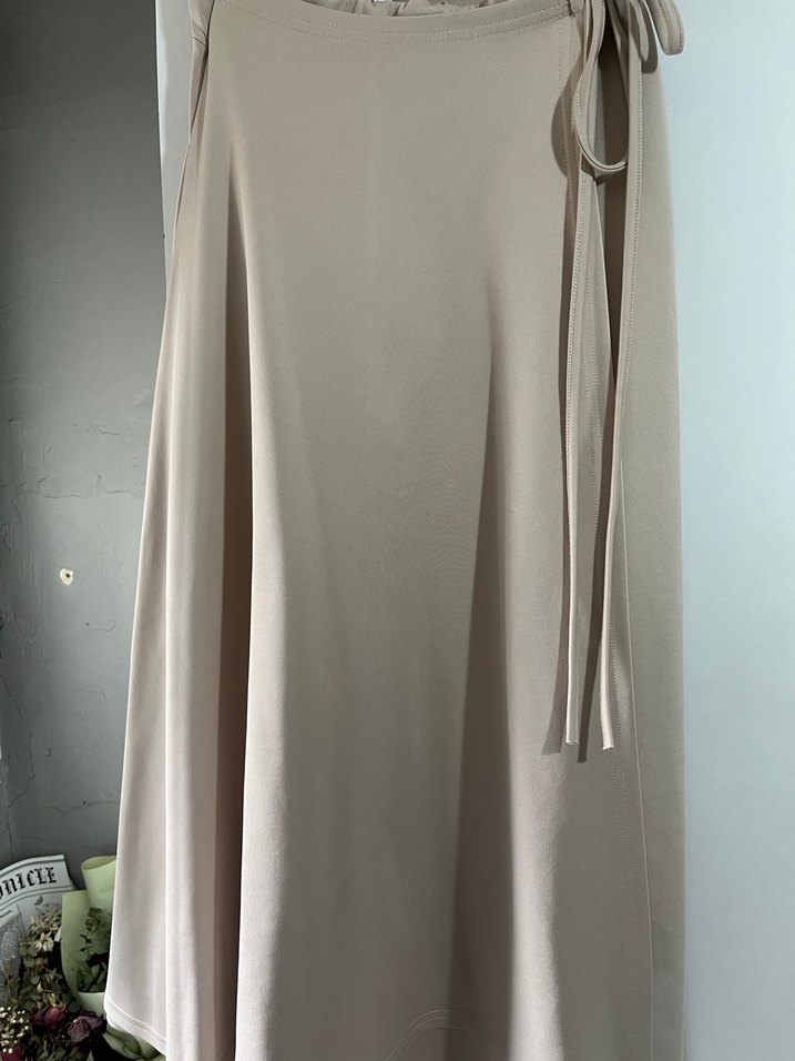 Bej Drapeli Kadın Uzun Etek - Görsel 2